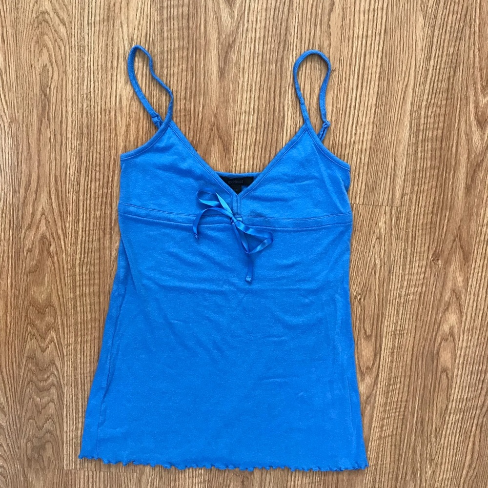 Blue Express Top with Adjustable Straps and Bow